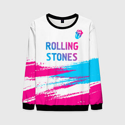 Мужской свитшот Rolling Stones neon gradient style посередине