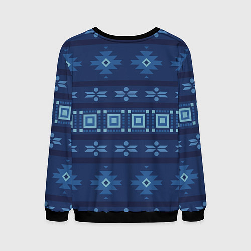Мужской свитшот Blue tribal geometric / 3D-Черный – фото 2
