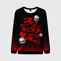 Свитшот мужской Thirty seconds to mars skulls, цвет: 3D-черный