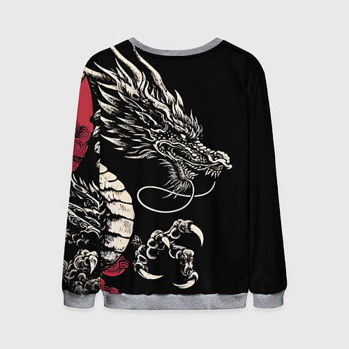 Мужской свитшот Japanese dragon - irezumi - art / 3D-Меланж – фото 2