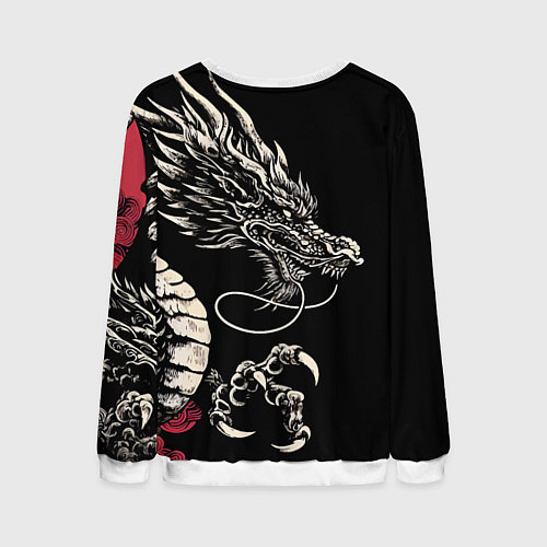 Мужской свитшот Japanese dragon - irezumi - art / 3D-Белый – фото 2