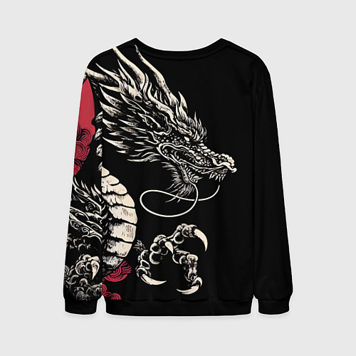 Мужской свитшот Japanese dragon - irezumi - art / 3D-Черный – фото 2