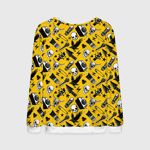 Мужской свитшот Музыкальный рокенрольный узор / 3D-Белый – фото 2