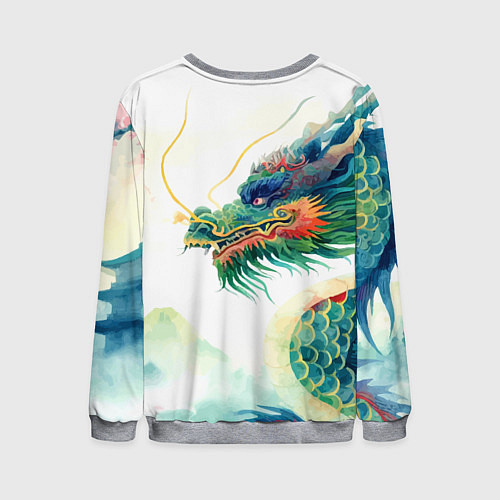 Мужской свитшот Japanese dragon - watercolor art / 3D-Меланж – фото 2