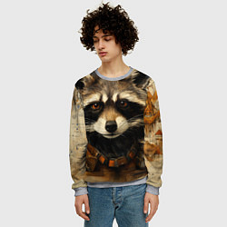 Свитшот мужской Енот в стиле диаграмм Давинчи, цвет: 3D-меланж — фото 2