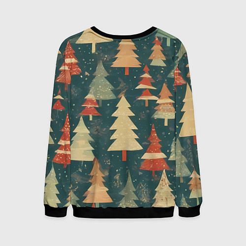 Мужской свитшот Елки новый год / 3D-Черный – фото 2