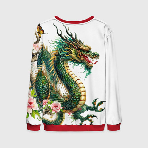 Мужской свитшот Японский дракон - ирезуми искусство / 3D-Красный – фото 2