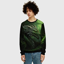 Свитшот мужской Зеленый дракон символ 2024, цвет: 3D-черный — фото 2