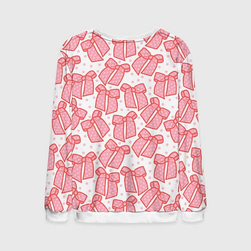 Мужской свитшот Узор с розовыми бантами в горошек / 3D-Белый – фото 2