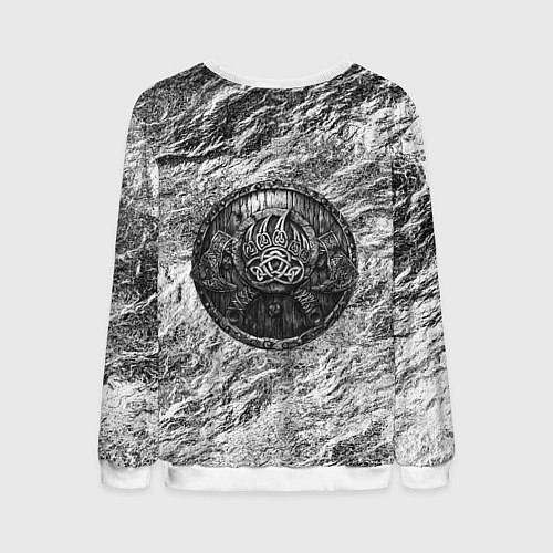 Мужской свитшот Воин с топором и медведь / 3D-Белый – фото 2