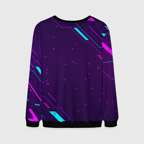 Мужской свитшот Символ GTA 6 в неоновых цветах на темном фоне / 3D-Черный – фото 2