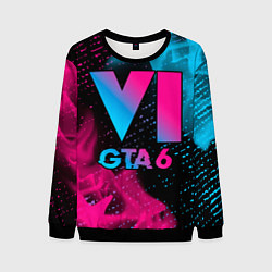 Свитшот мужской GTA 6 - neon gradient, цвет: 3D-черный