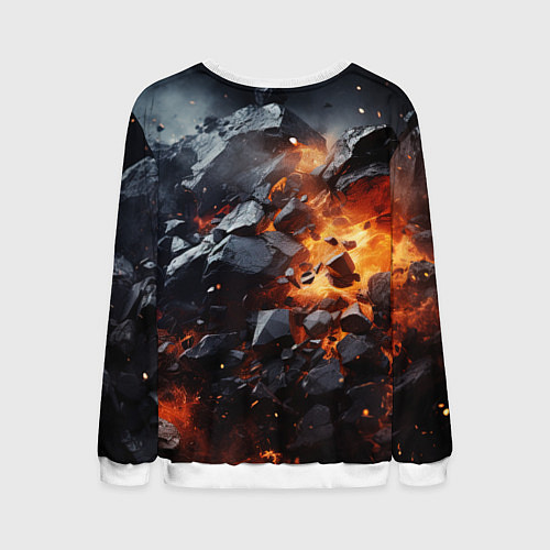Мужской свитшот Взрыв камней и плит / 3D-Белый – фото 2