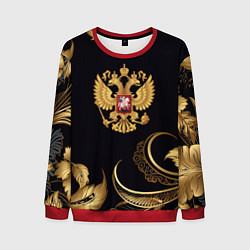 Мужской свитшот Золотой герб России и объемные листья