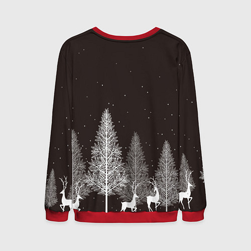 Мужской свитшот Олени в лесу / 3D-Красный – фото 2