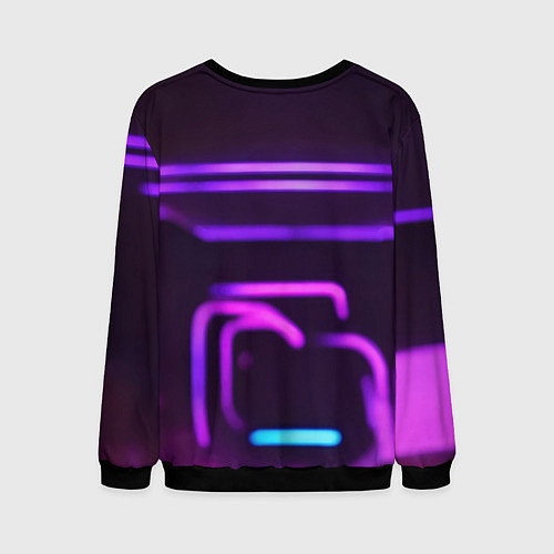 Мужской свитшот Неоновый футуристичный гонщик / 3D-Черный – фото 2