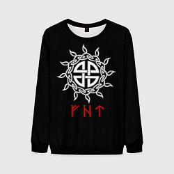 Свитшот мужской Узел защиты воина и руны победы, цвет: 3D-черный
