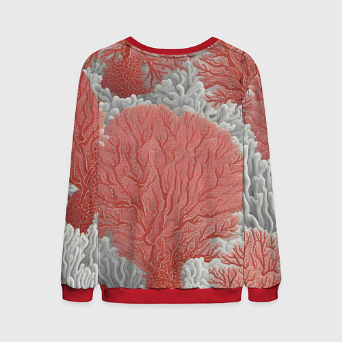 Мужской свитшот Красные и белые кораллы / 3D-Красный – фото 2