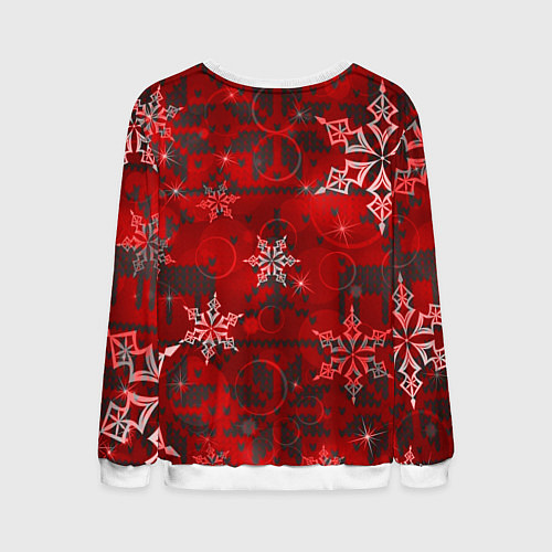 Мужской свитшот Рождественские узоры снежинки / 3D-Белый – фото 2