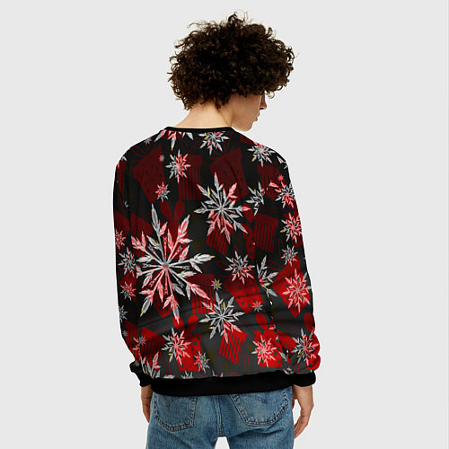 Мужской свитшот Рождественские снежинки / 3D-Черный – фото 4
