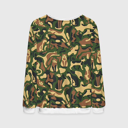 Мужской свитшот Коты и кошки - камуфляж / 3D-Белый – фото 2