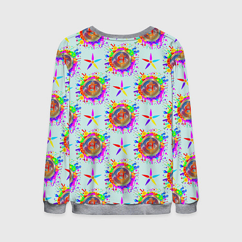 Мужской свитшот Биткойн и цветок / 3D-Меланж – фото 2