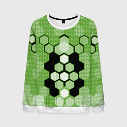 Мужской свитшот Зелёная кибер броня hexagons