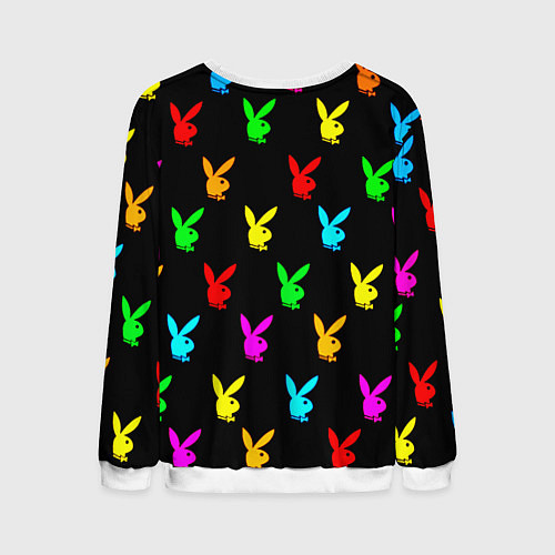 Мужской свитшот Playboy pattern неон / 3D-Белый – фото 2