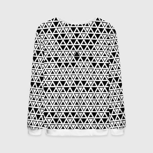 Мужской свитшот Треугольники чёрные и белые / 3D-Белый – фото 2