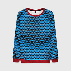 Свитшот мужской Синие и чёрные треугольники, цвет: 3D-красный
