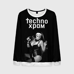 Мужской свитшот Techno храм монашка с бутылкой