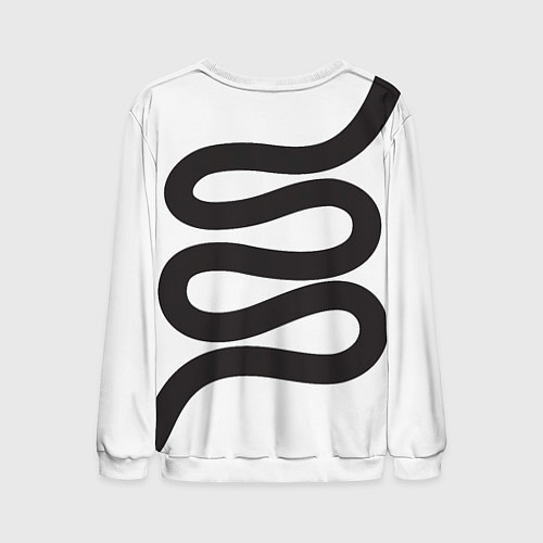 Мужской свитшот Папина Дочки - чёрная полоса / 3D-Белый – фото 2