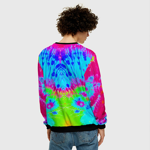 Мужской свитшот Tie-Dye abstraction / 3D-Черный – фото 4