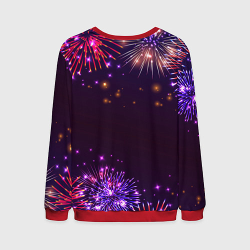 Мужской свитшот Праздничный маркетолог: фейерверк / 3D-Красный – фото 2