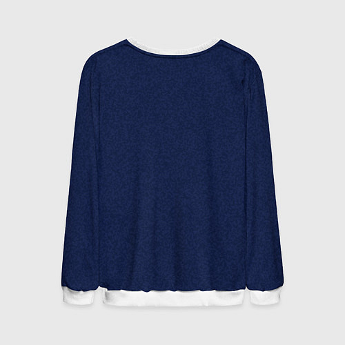 Мужской свитшот Однотонный тёмно-синий текстура / 3D-Белый – фото 2