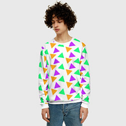 Свитшот мужской Яркие треугольники, цвет: 3D-белый — фото 2