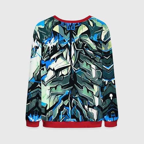 Мужской свитшот Синий камень на чёрном фоне / 3D-Красный – фото 2