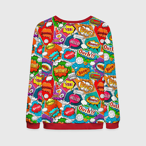 Мужской свитшот Bang Boom Ouch pop art pattern / 3D-Красный – фото 2