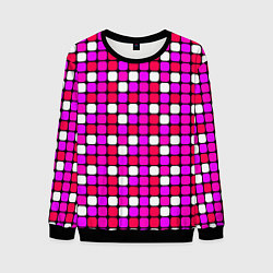 Свитшот мужской Розовые и белые квадраты, цвет: 3D-черный
