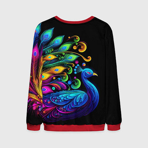 Мужской свитшот Neon peacock - art / 3D-Красный – фото 2