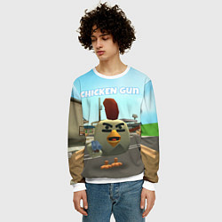 Свитшот мужской Chicken Gun - shooter, цвет: 3D-белый — фото 2