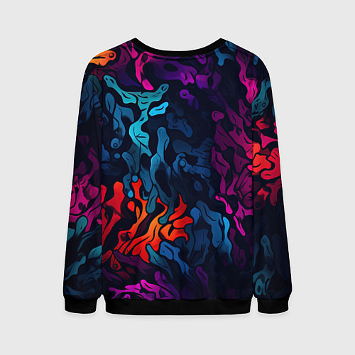 Мужской свитшот Кислотная яркая абстракция в камуфляжном стиле / 3D-Черный – фото 2