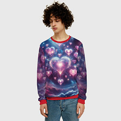 Свитшот мужской Космические сердца - звезды, цвет: 3D-красный — фото 2