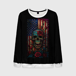 Свитшот мужской Skull - USA, цвет: 3D-белый