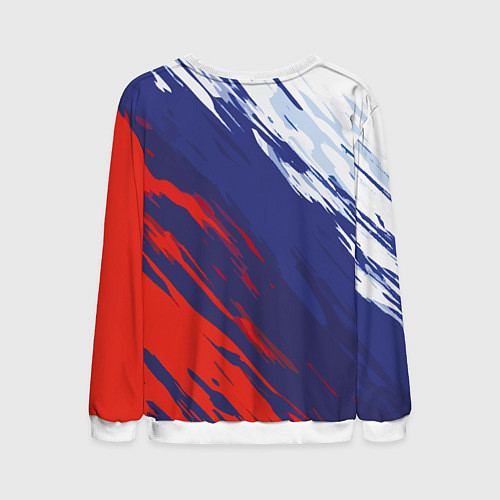 Мужской свитшот Россия Sport брызги красок триколор / 3D-Белый – фото 2