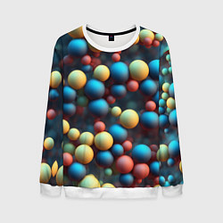 Свитшот мужской Разноцветные шарики молекул, цвет: 3D-белый