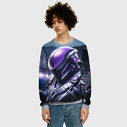 Свитшот мужской Киборг в фиолетовом шлеме, цвет: 3D-меланж — фото 2