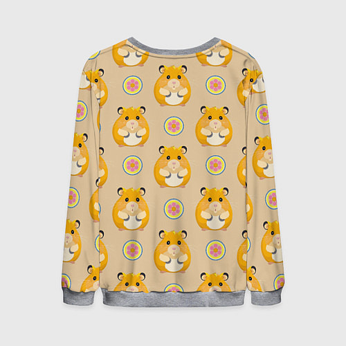 Мужской свитшот Хомяк и цветок / 3D-Меланж – фото 2