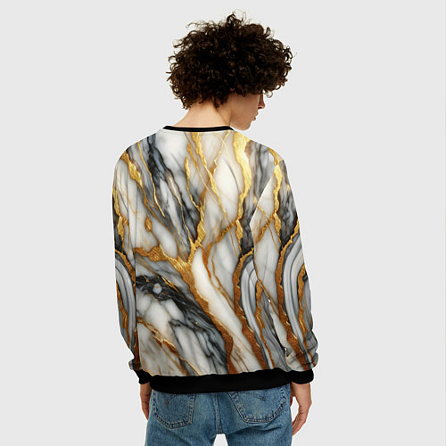 Мужской свитшот Мрамор - текстура / 3D-Черный – фото 4