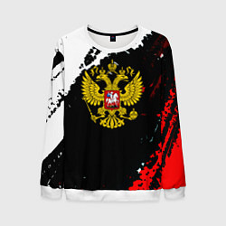 Свитшот мужской Россия герб текстура краски, цвет: 3D-белый